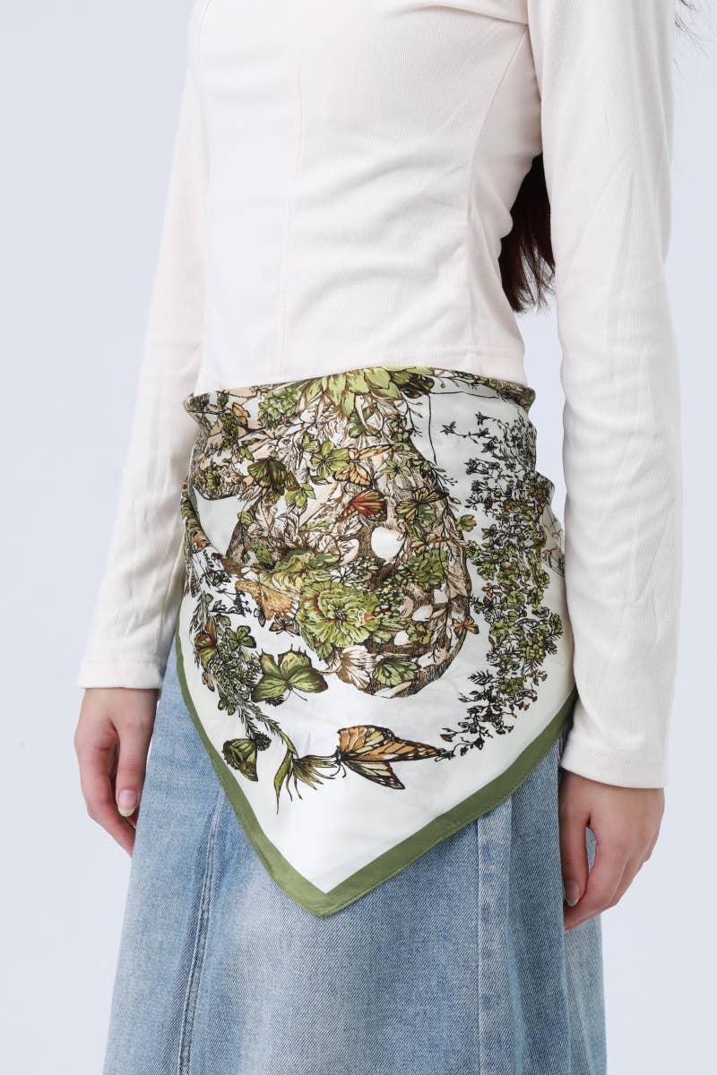 Floral Butterfly Bandana - Olive
