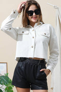 Cropped Long Sleeve Shacket - Off-White