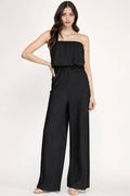 Crinkle Wide-Leg Jumpsuit - Black