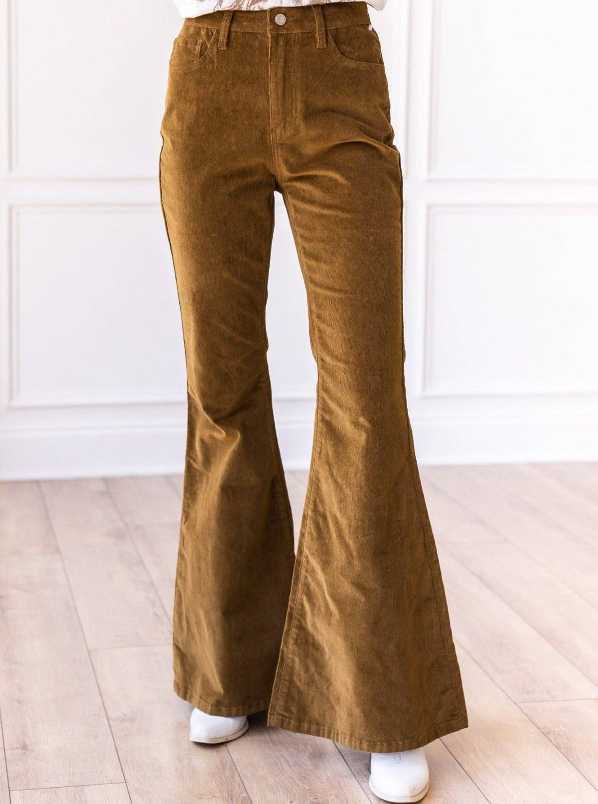 Olive Corduroy Flare Pants