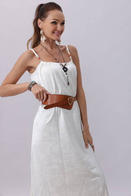 Asymmetrical Buckle Wide Waist Belt - Brown
