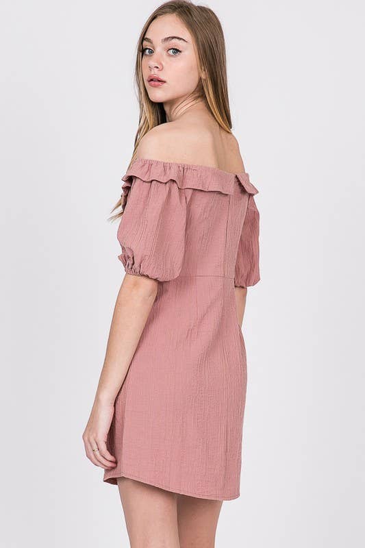Off-Shoulder Mini Dress – White