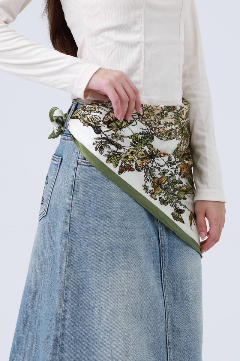 Floral Butterfly Bandana - Olive