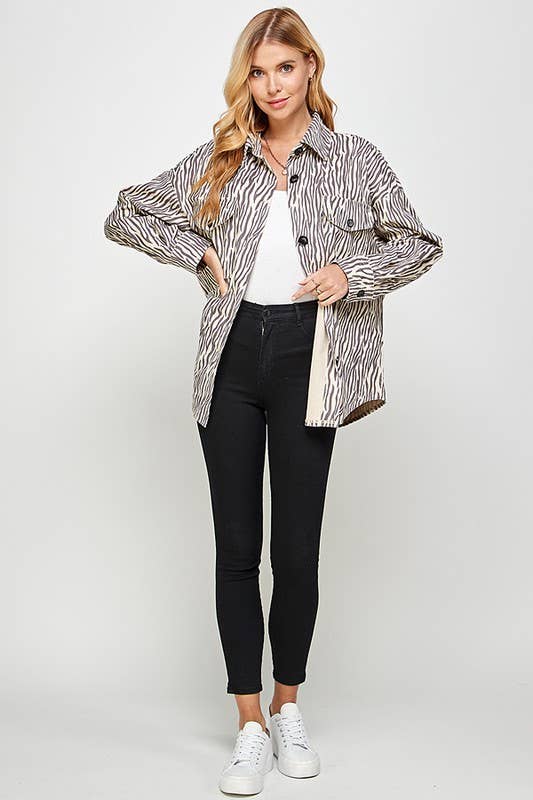Animal Print Corduroy Jacket