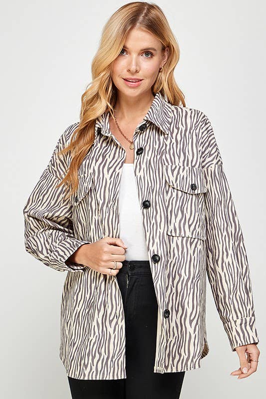 Animal Print Corduroy Jacket
