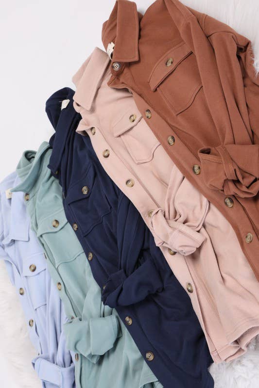 Soft & Warm Button Down Shacket - Rose