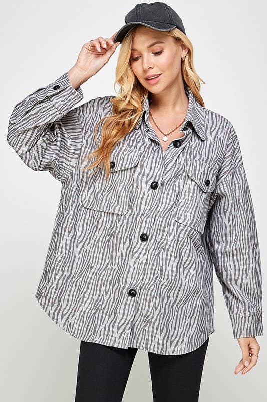 Animal Print Corduroy Jacket