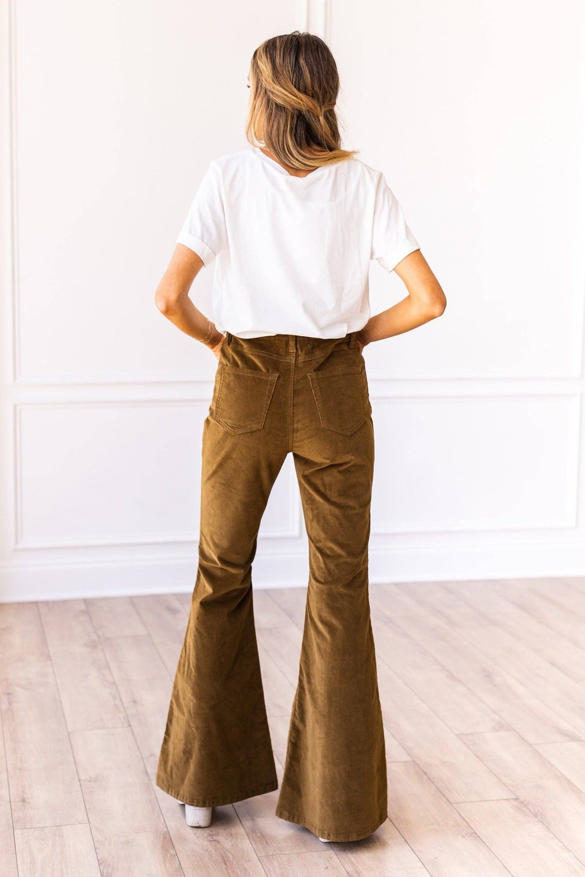 Olive Corduroy Flare Pants