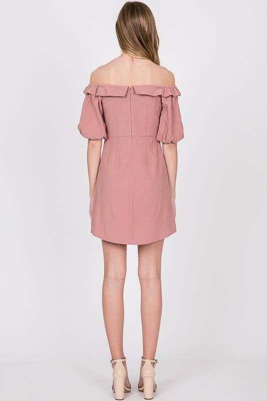 Off-Shoulder Mini Dress – White