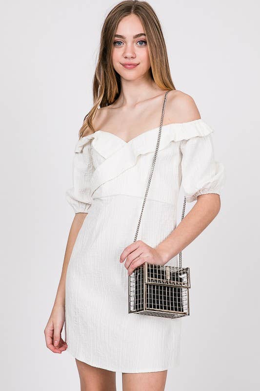 Off-Shoulder Mini Dress – White