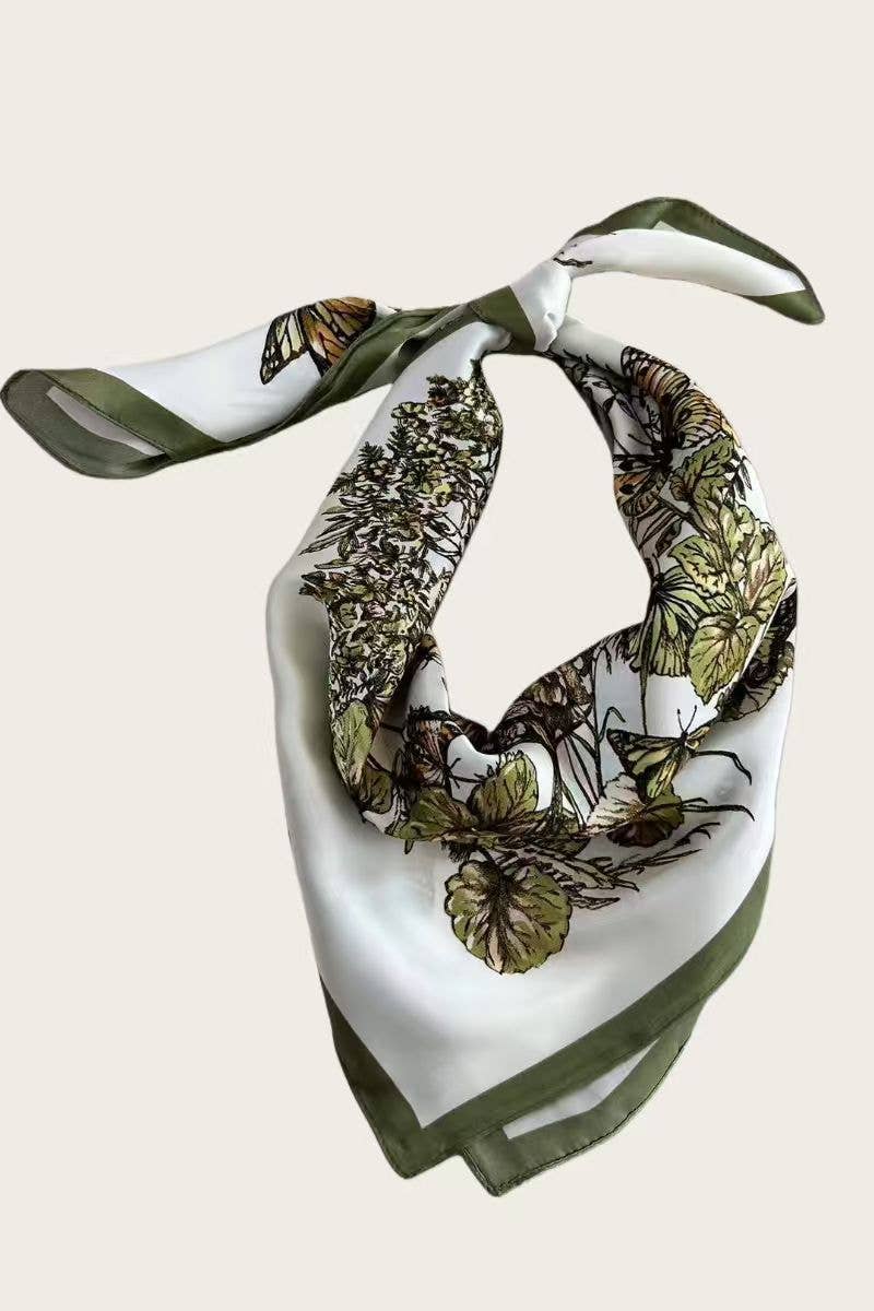 Floral Butterfly Bandana - Olive