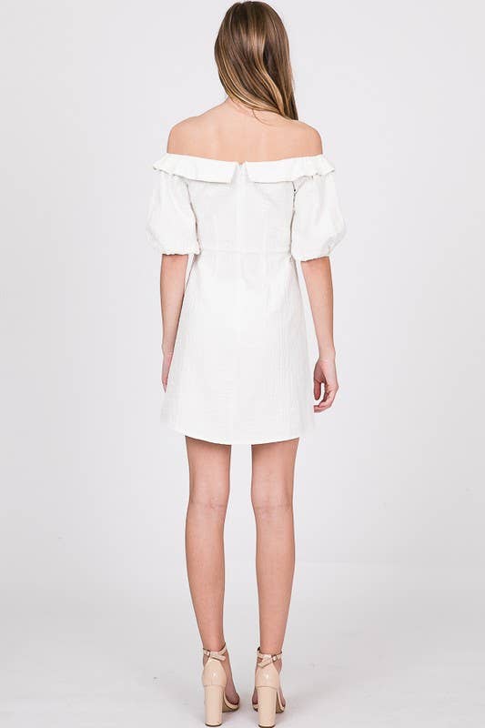 Off-Shoulder Mini Dress – White
