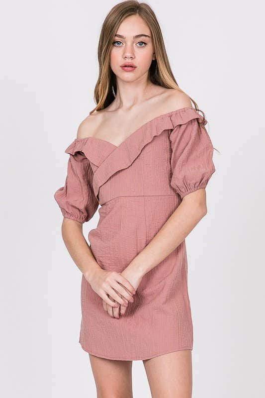 Off-Shoulder Mini Dress – White