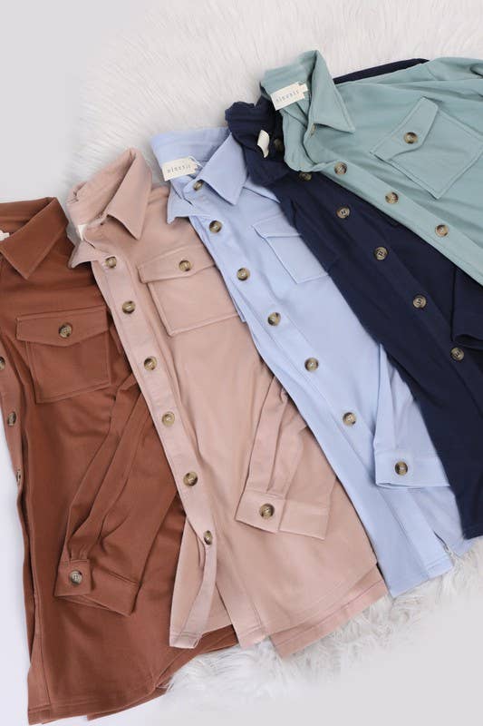 Soft & Warm Button Down Shacket - Rose